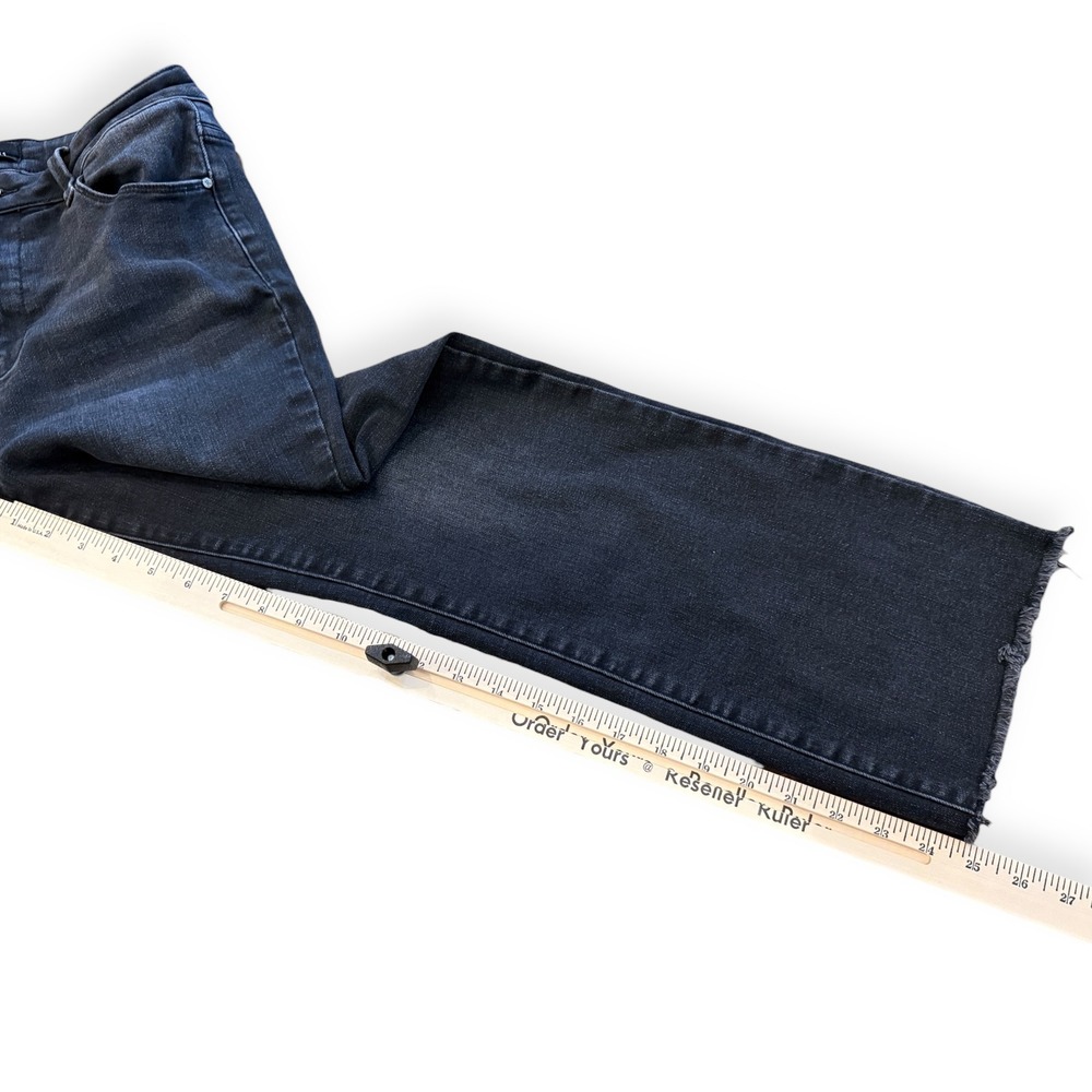 Risen Jeans 11/30 Dark‎ Wash Raw Hem High Rise Crop Straight leg Denim - Picture 4 of 7